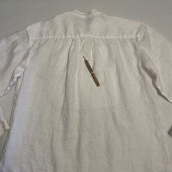 J Jill 100% Linen Top Shirt Sz Small White Button Down Pintuck Victorian Cottage - Picture 16 of 16
